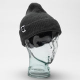 grey coal heart beanie hat with small white tag with heart logo. styled on a glass head against a white backdrop.