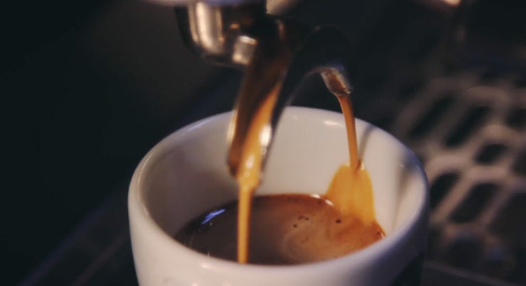 Espresso pouring into a cup