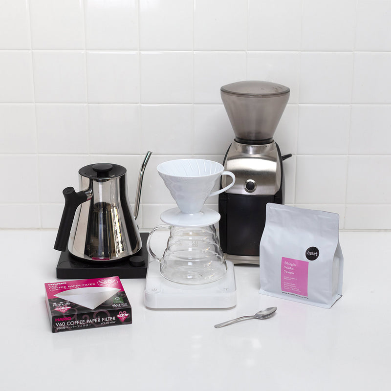 v60 brew equipment on a kitchen counter